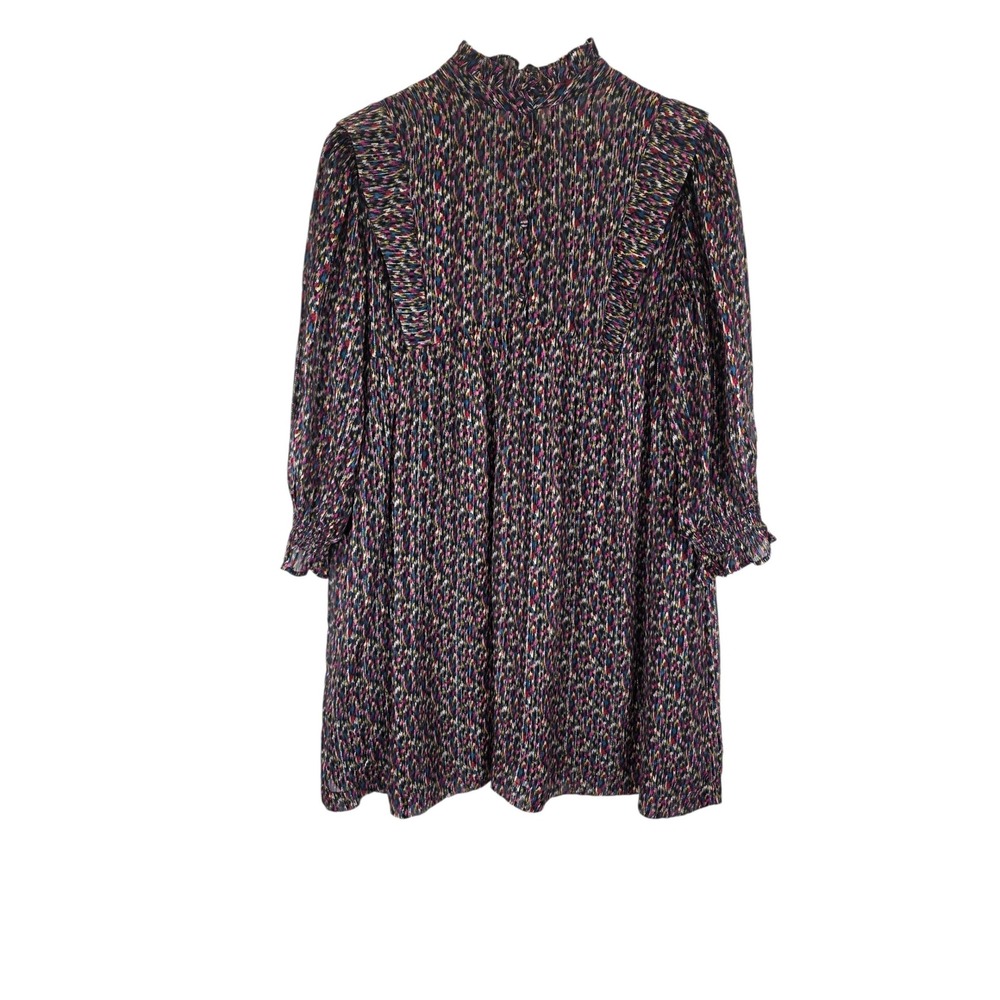 Ba&sh Deep Dress Womens S Lady Noir Multicolor Button Babydoll Chic Designer